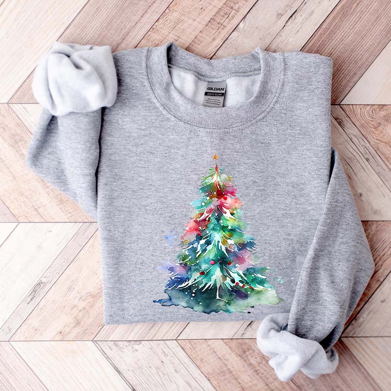 Watercolor Christmas Tree Sweatshirt