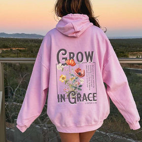 Grow In Grace Floral Spiritual Hoodie