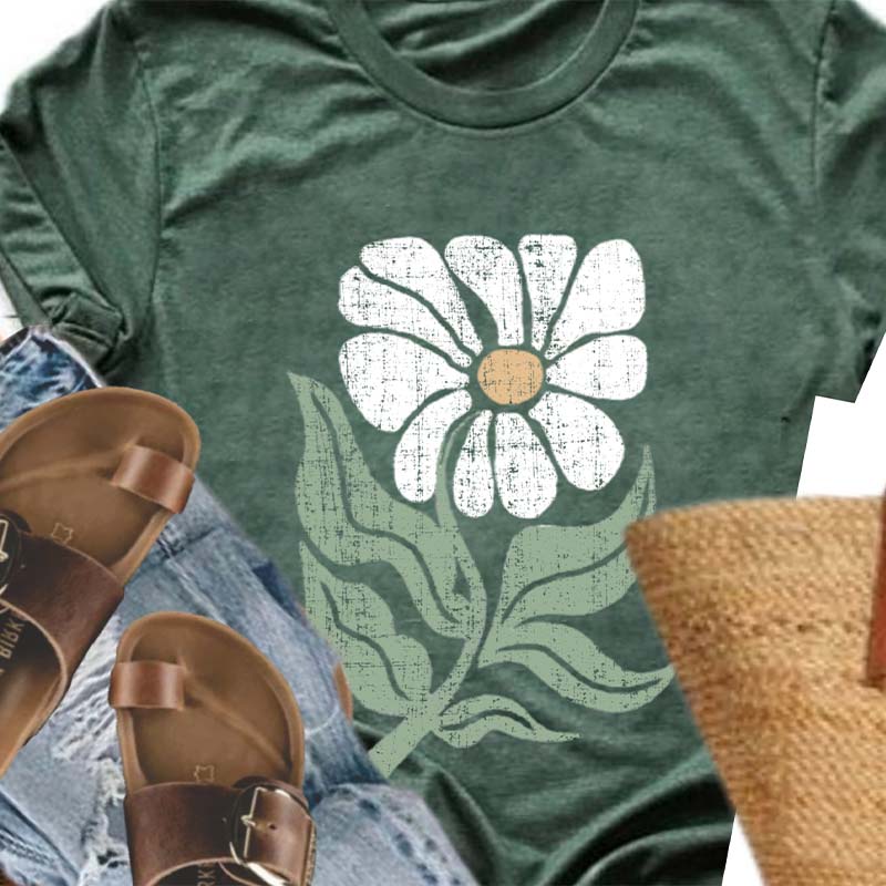 Boho Daisy Botanical Plant T-Shirt