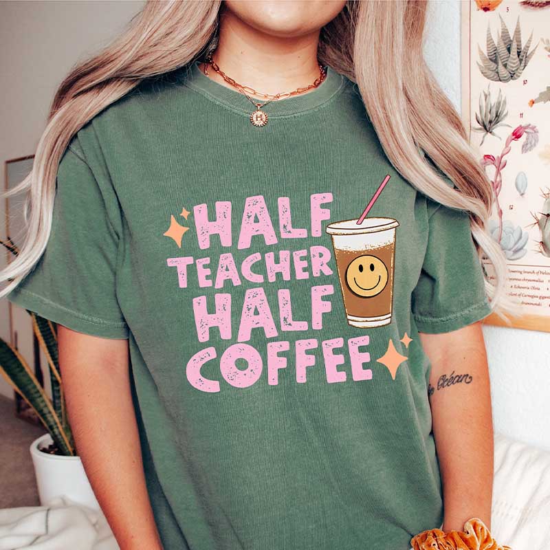 Retro Half Teacher Half Coffee T-Shirt