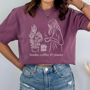 Books coffee And Plant Romantasy Reader T-Shirt