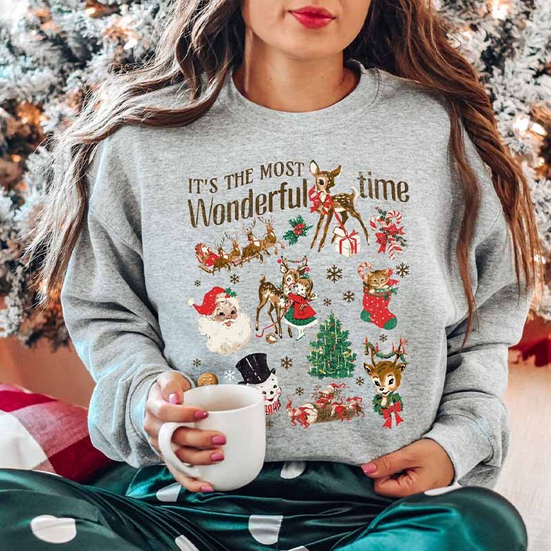 Santa Retro Vintage Christmas doodles Sweatshirt