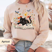 Floral Cat Cute Book Sweatshirt