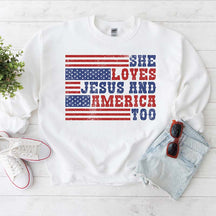 Retro USA She Loves Jesus And America Too Sweatshirt