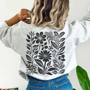 Pressed Black Flower Botanical Sweatshirt