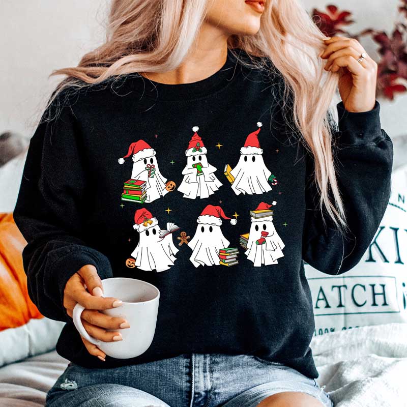 Christmas Ghost Book Lover Sweatshirt