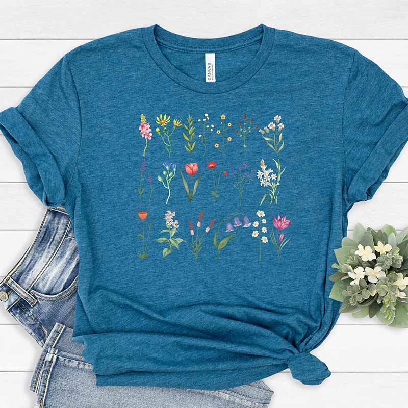 Boho Wildflowers Floral Nature Inspirational T-Shirt