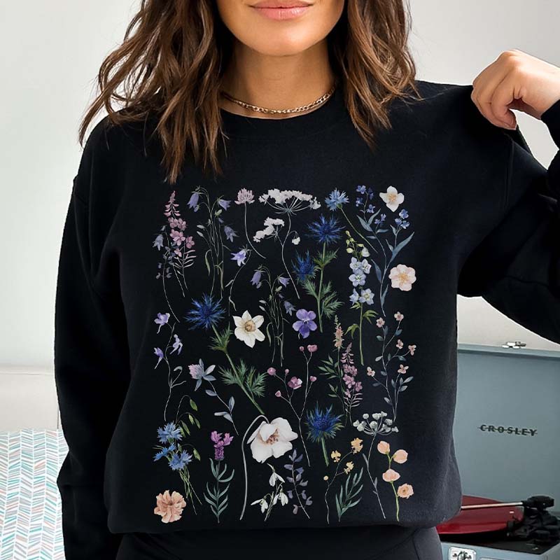 Cottagecore Wildflowers and Thistles  Sweatshirt