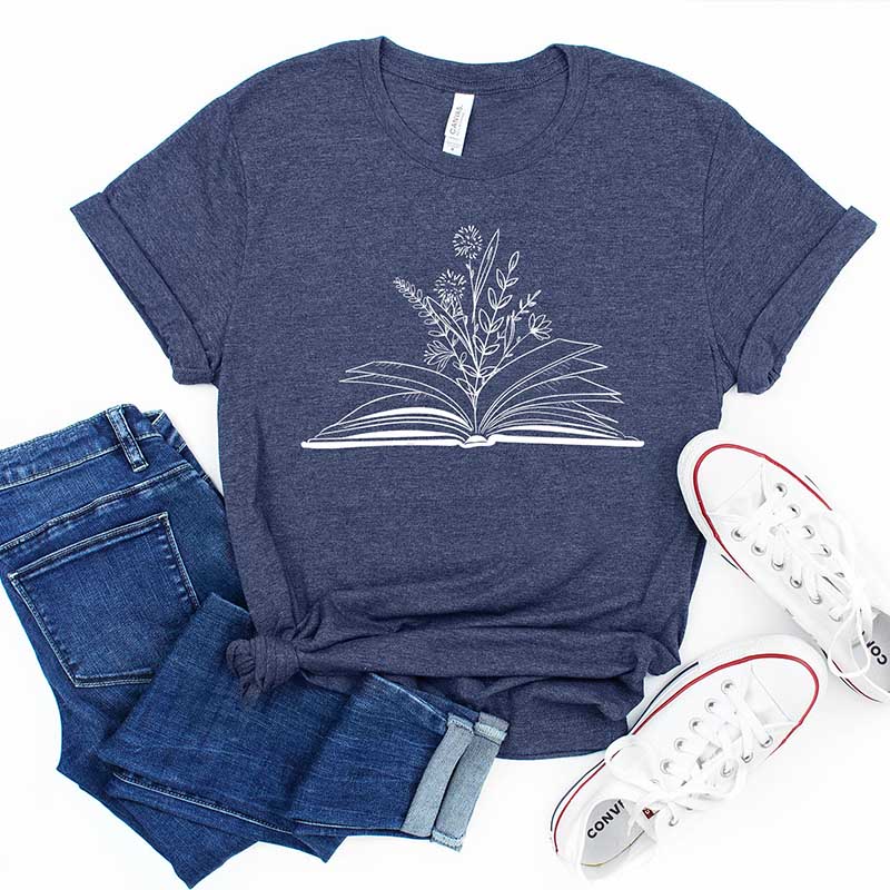 Books With Flowers Reading T-Shirt