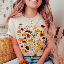 Pressed Flowers Boho Pastel Wildflowers T-Shirt