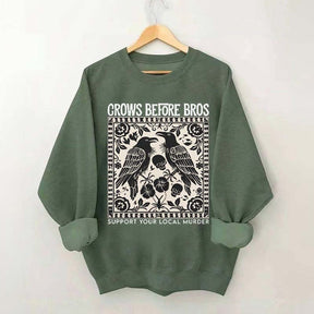 Crows Before Bros Trendy Graphic Sweatshirt