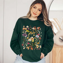 Vintage Pressed Flowers Nature Plant Sweatshirt