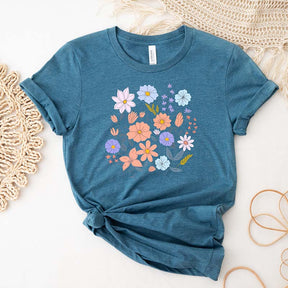 Boho Plant Lovers Pastel Flowers T-Shirt