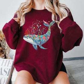 Floral Whimsical Whale Sweatshirt