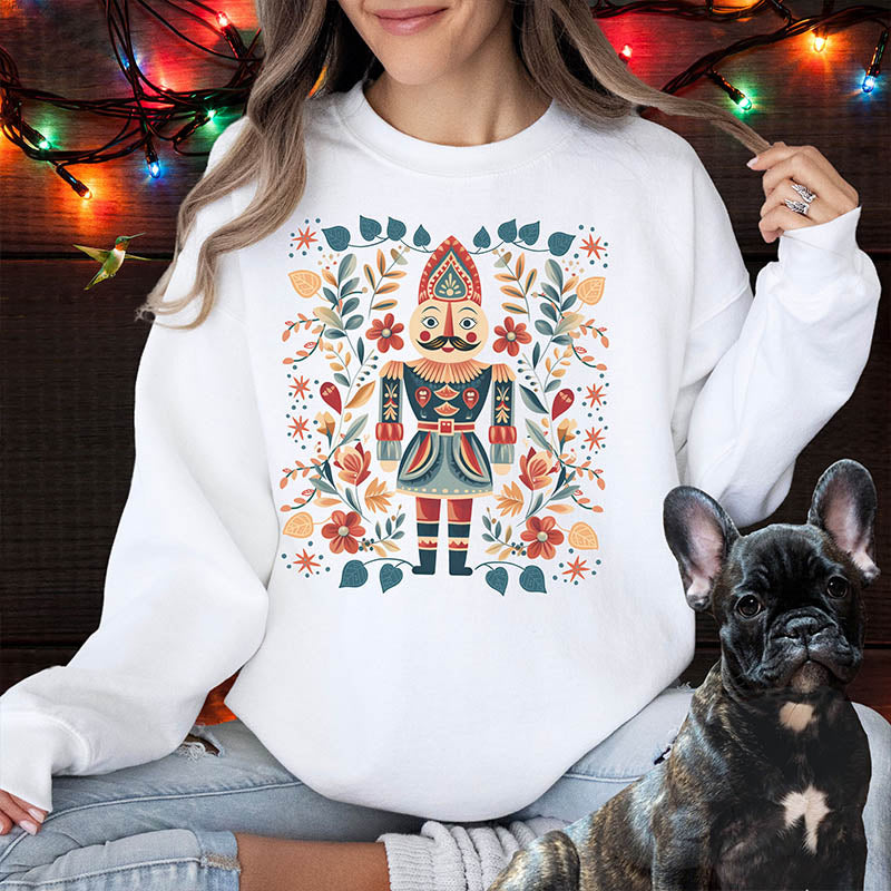 Nordic Christmas Nutcracker Folk Art Sweatshirt