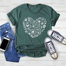 Flower Heart Wildflowers Plant Lady T-Shirt