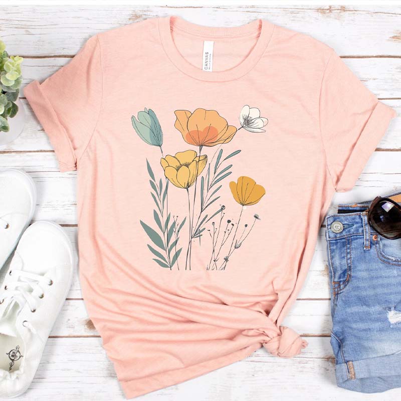 Pastel Floral Nature Garden Lover T-Shirt