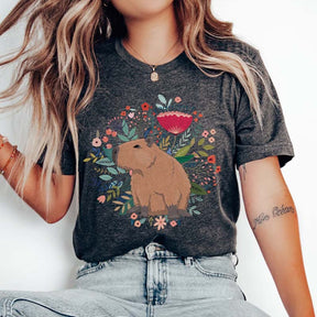 Capybara Floral Vintage Aesthetic Rodent T-Shirt