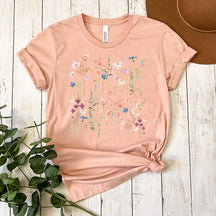 Pressed Flower Watercolor Floral Boho T-Shirt