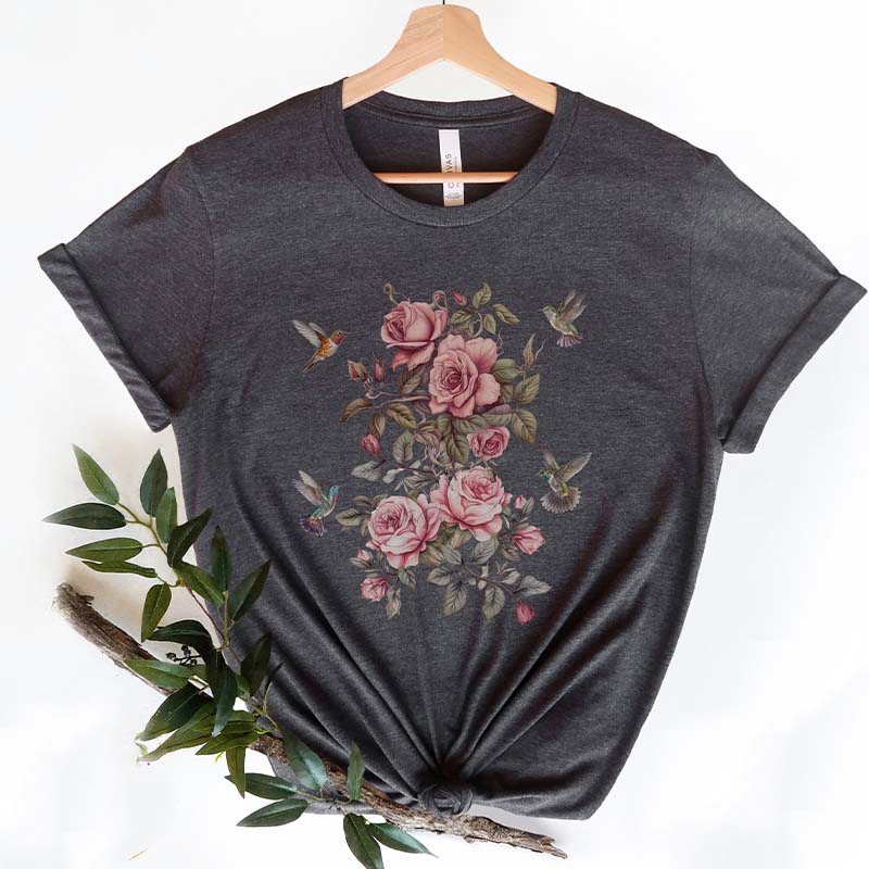 Hummingbird Botanical Plants Lover T-Shirt