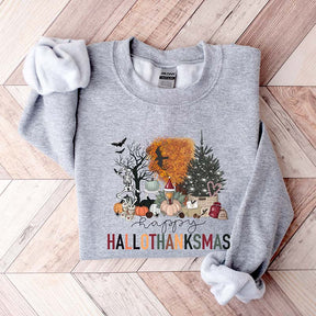 Happy Hallothanksmas Colorful Christmas Sweatshirt