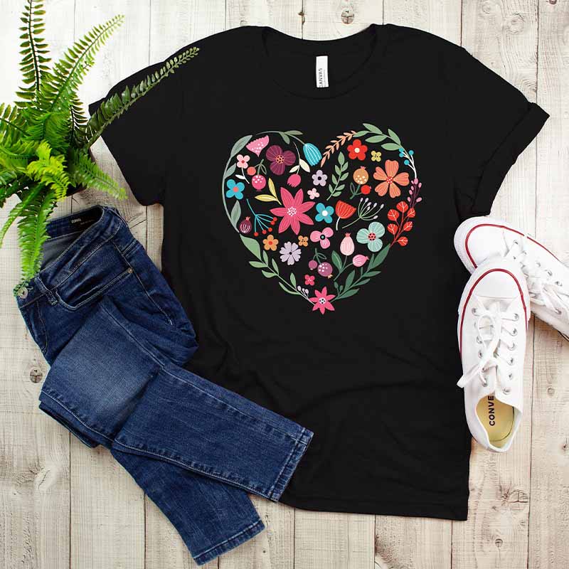 Flower Heart Sunflower Valentine Lover T-Shirt