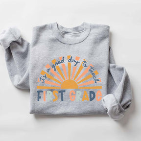 Retro First Grade Teacher Sweatshirt