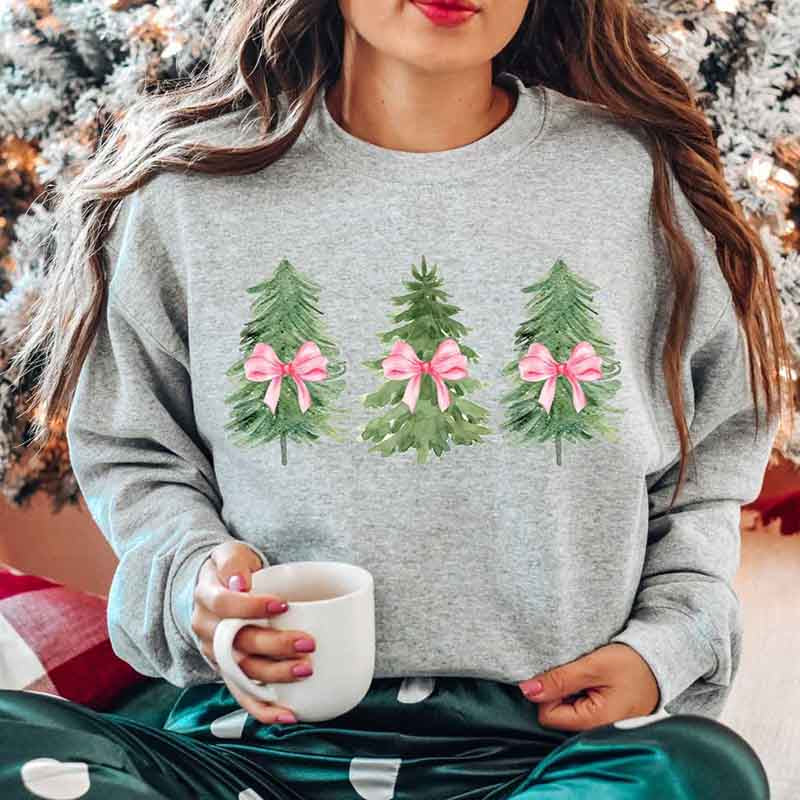 Coquette Bow Christmas Tree Sweatshirt