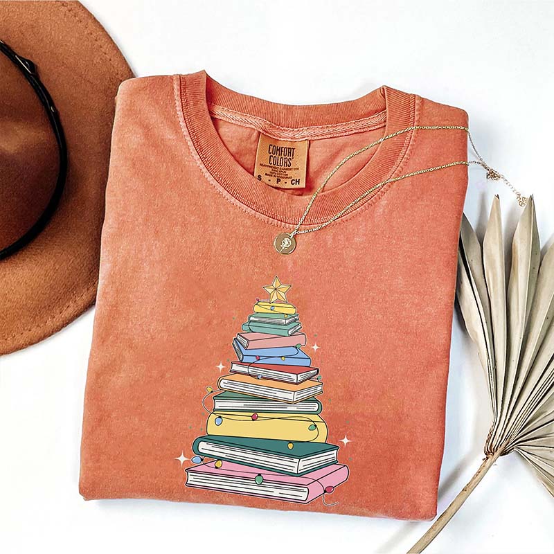 Christmas Book Tree Bookish T-Shirt