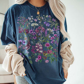 Pressed Flowers Boho Purple Wildflowers T-Shirt