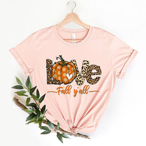 Love Fall Y'All  Leopard Hello Pumpkin T-Shirt