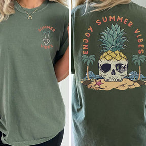 Beach Skeleton Pineapple Summer Vibes T-Shirt