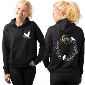 Retro Celestial Bird And Moon Hoodie