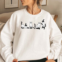 Cool Halloween Ghost Cat Lover Sweatshirt