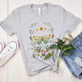 Boho Moon Phases Butterfly T-Shirt