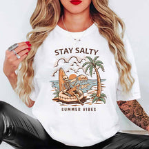 Stay Salty Skeleton  Funny Beach T-Shirt