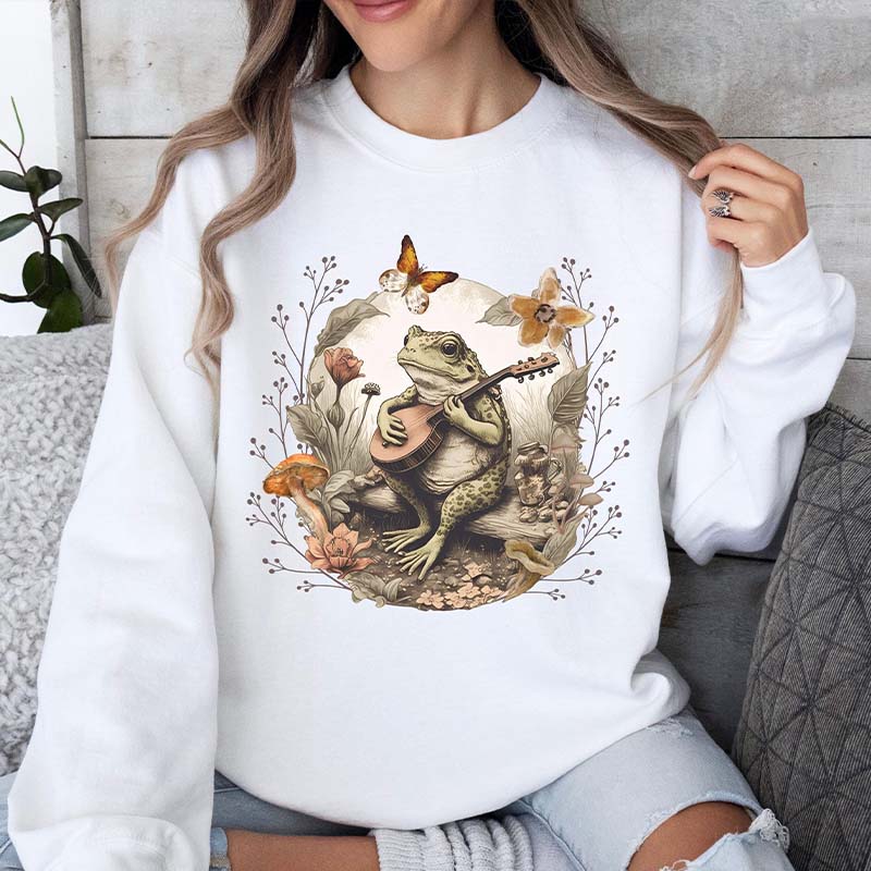 Cottagecore Toad Frog Mushroom Sweatshirt