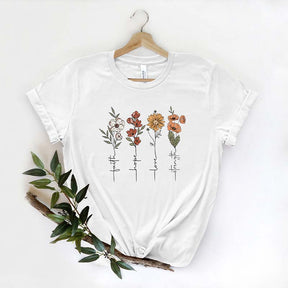 Four Flower Faith Hope Love Christian T-Shirt