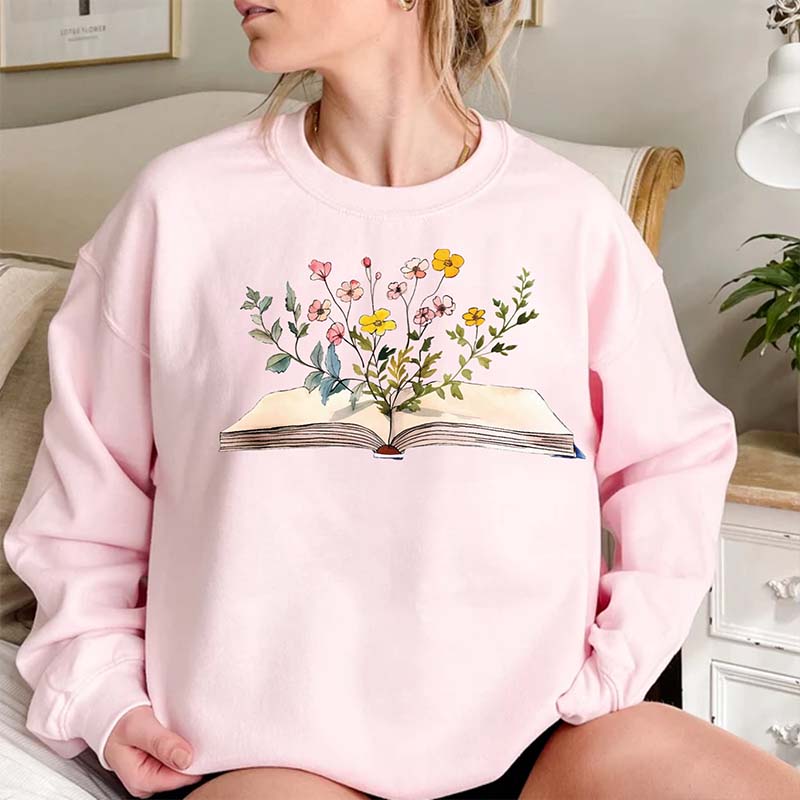 Flowers Book Reader Bookworm Sweatshirt