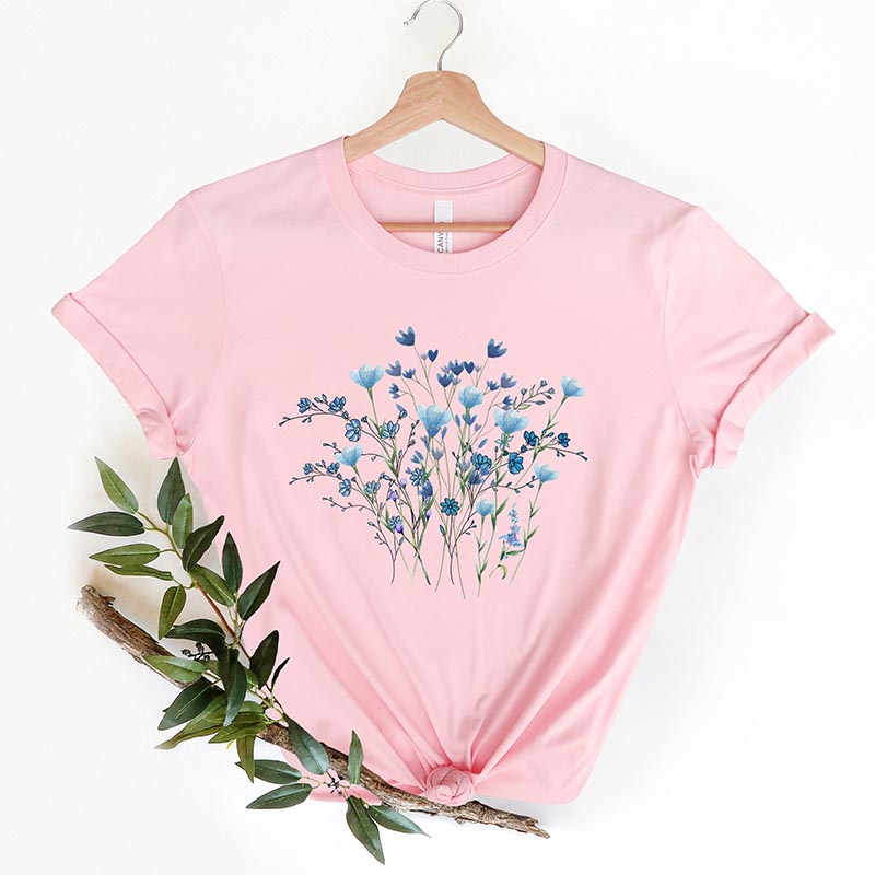 Fairycore Women's Blue Wildflowers T-Shirt