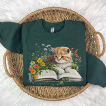 Book Lover And Cat Floral Sweatshirt