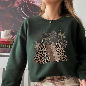 Leopard Print Christmas Tree Family Matching Sweatshirt