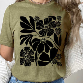 Wildflower Black Botanical Neutral T-Shirt