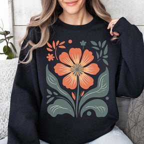 Boho Women Flower Minimalist Sweatshirt