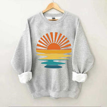 Retro Sunset Rays Wavy Sweatshirt