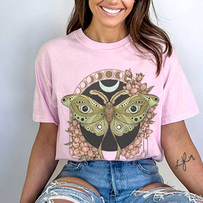 Mystical Luna Moth Wildflower Boho T-Shirt