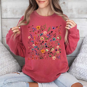 Vintage Pressed Flowers Garden Botanical Sweatshirt