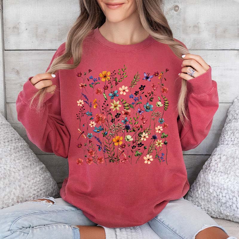 Vintage Pressed Flowers Garden Botanical Sweatshirt