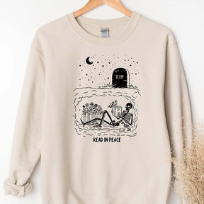 Read In Peace Skeleton Reading Sweatshirt