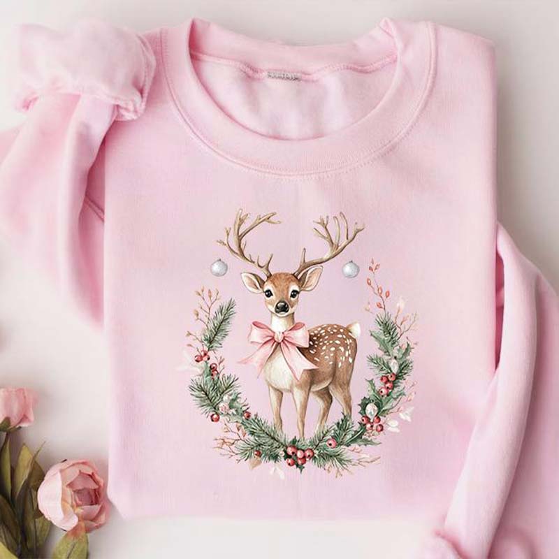 Pink Reindeer Women Sweatshirt